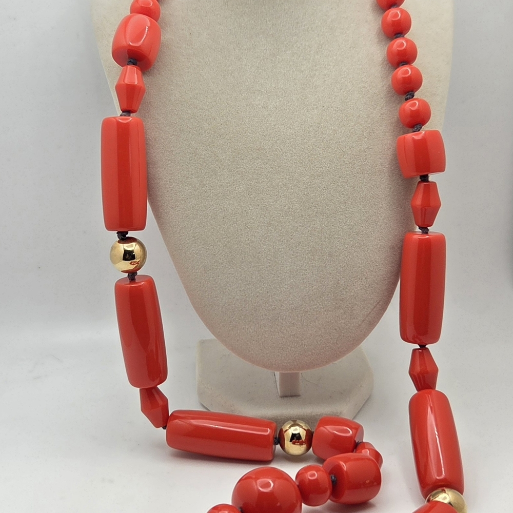 Kate Spade New York Bold Coral Red Statement Necklace - 32”